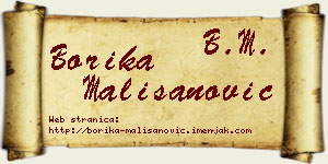 Borika Mališanović vizit kartica